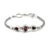 Garnet gemstone bracelet with braided sterling silver chain