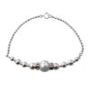 White pearl bracelet with silver beads and gemstone-studded spacers