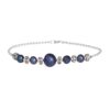 Black pearl bracelet with silver beaded chain and multicolored gemstone-studded spacers