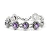 Amethyst bracelet with ornate sterling silver oval settings