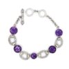 Round amethyst bracelet with ornate sterling silver links