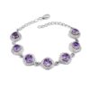Amethyst and cubic zirconia bracelet in silver setting