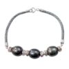 Black Pearl and Cubic Zircon gemstone bracelet