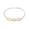 Cubic Zircon gemstone tri-tone circle link bracelet