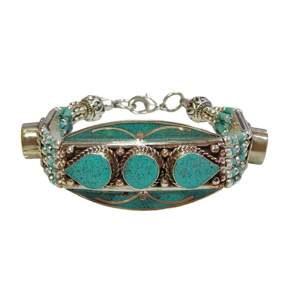 Turquoise inlay silver bracelet
