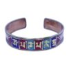 Tibetan mantra cuff bracelet with colorful inlay