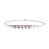 Silver beaded bracelet with purple amethyst charm spacers