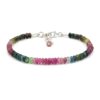 Sterling silver bracelet with faceted multicolour tourmaline rondelle beads
