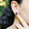 Turtle Shape Studs with Purple Amethyst Gemstone
