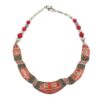 Handcrafted tribal necklace with Coral inlay