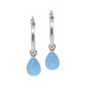 925 sterling silver hoop earrings with teardrop blue chalcedony gemstones