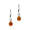925 sterling silver hoop earrings with teardrop amber gemstones