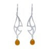 Silver drop earrings with amber gemstone