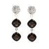 Silver drop earrings with double cushion-cut smoky quartz gemstones