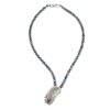 Black Freshwater Pearl necklace with feather pendant