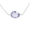 Oval-cut Pink Amethyst gemstone necklace with silver chain