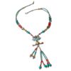 Bohemian tribal necklace with turquoise, coral, and mixed beads