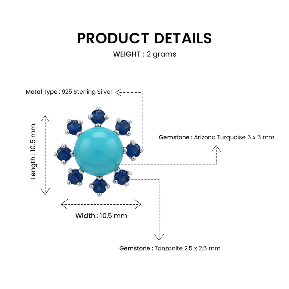 Minimalist Turquoise & Tanzanite Stud Earrings