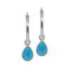 925 sterling silver hoop earrings with teardrop larimar gemstones
