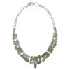 Chunky silver necklace with raw green Kyanite gemstone slabs