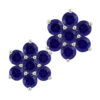 925 Sterling Silver blue sapphire floral stud earrings