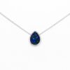 Teardrop black opal pendant on a delicate silver chain with vibrant multicolor flashes.
