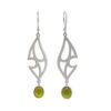 925 sterling silver cutout dangle earrings with oval peridot gemstones