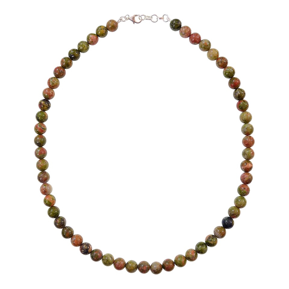 Round bead necklace made of multicolor Jasper gemstones