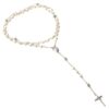Handmade rosary necklace with pearl beads and crucifix