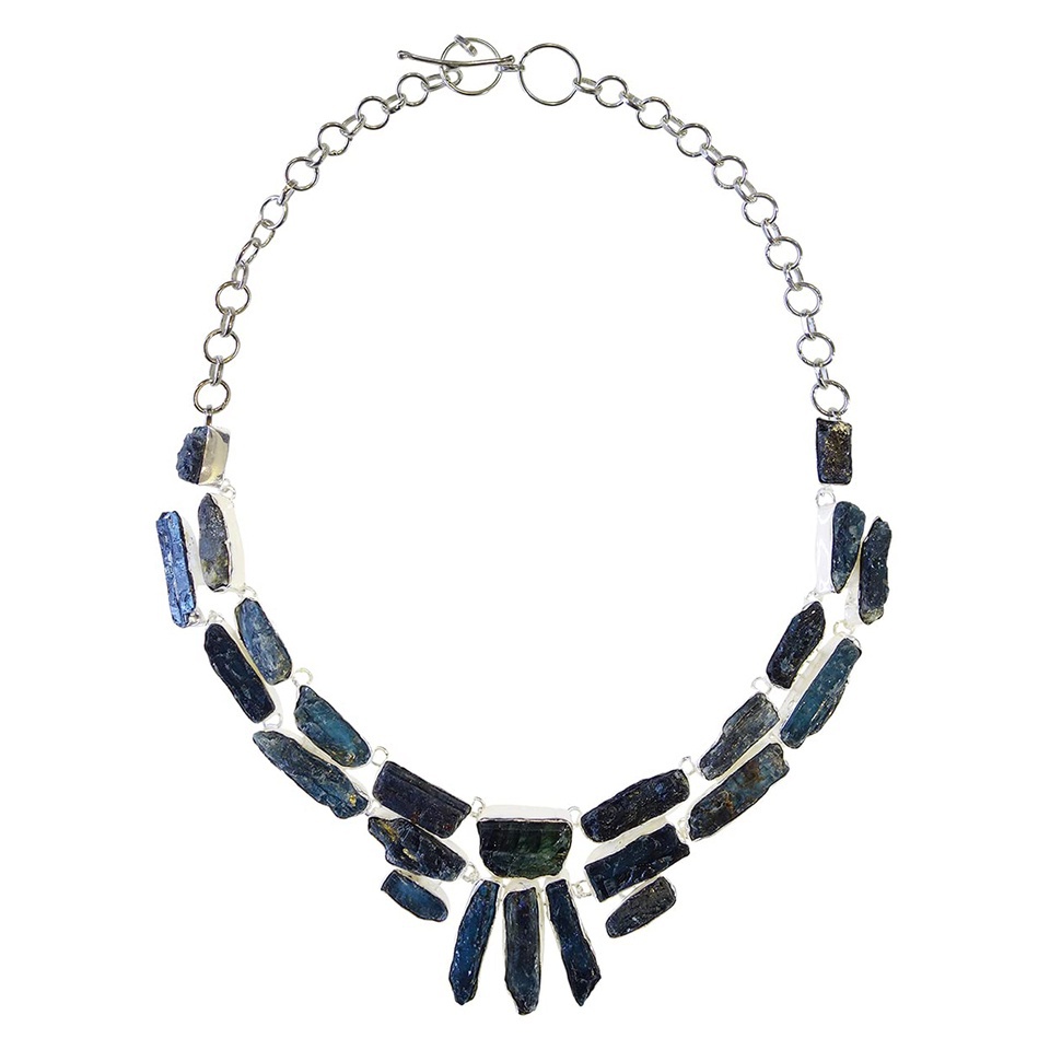 Raw Kyanite gemstone statement necklace
