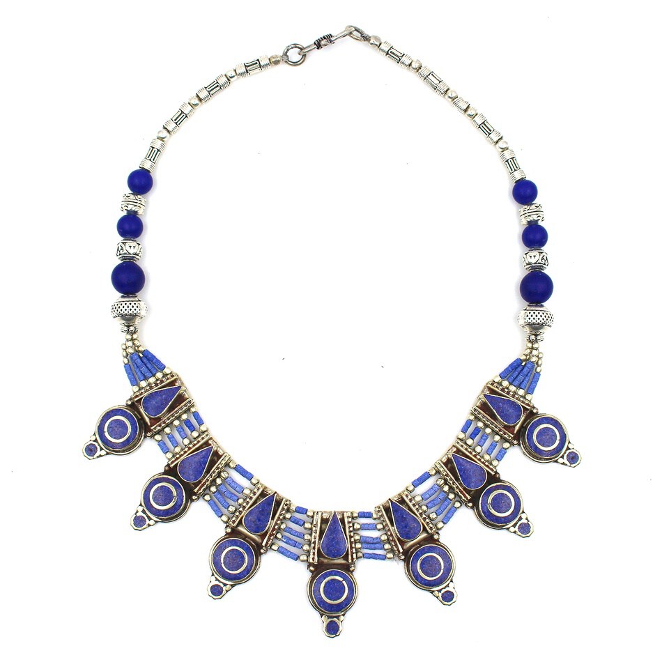 Statement necklace with Lapis Lazuli inlay