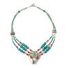 Tribal-style necklace with turquoise, coral and silver-tone detailing