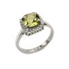 Lemon Quartz ring in 925 sterling silver with cushion-cut stone and halo setting