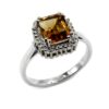 Citrine gemstone ring in 925 silver with halo design