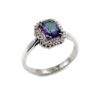 Mystic Quartz ring in 925 sterling silver with halo setting