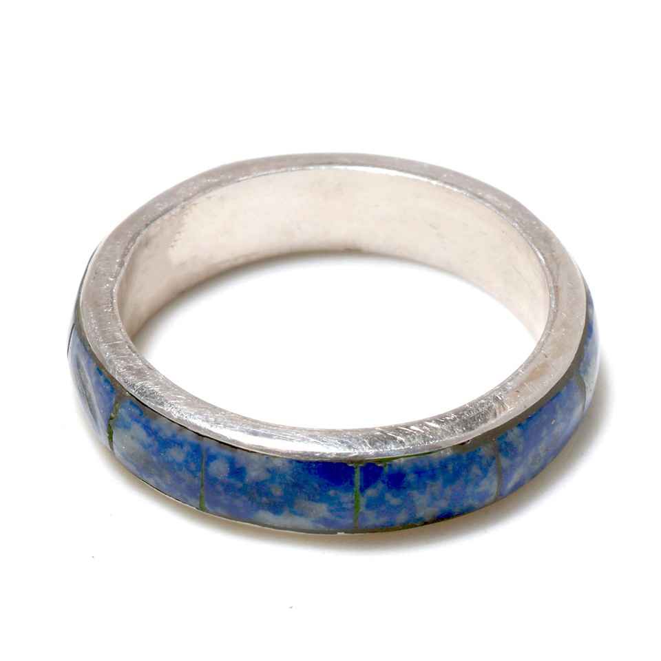 Handmade silver ring with Lapis Lazuli gemstone inlay