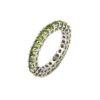 Sterling silver eternity ring with round-cut Peridot gemstones in prong setting