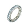 Sterling silver eternity ring with round-cut Blue Topaz gemstones in prong setting
