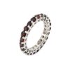 Sterling silver eternity ring with round-cut Garnet gemstones in prong setting