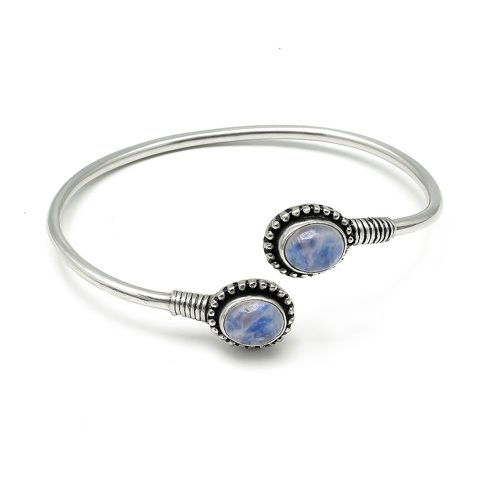 925 sterling silver cuff bracelet with blue moonstone
