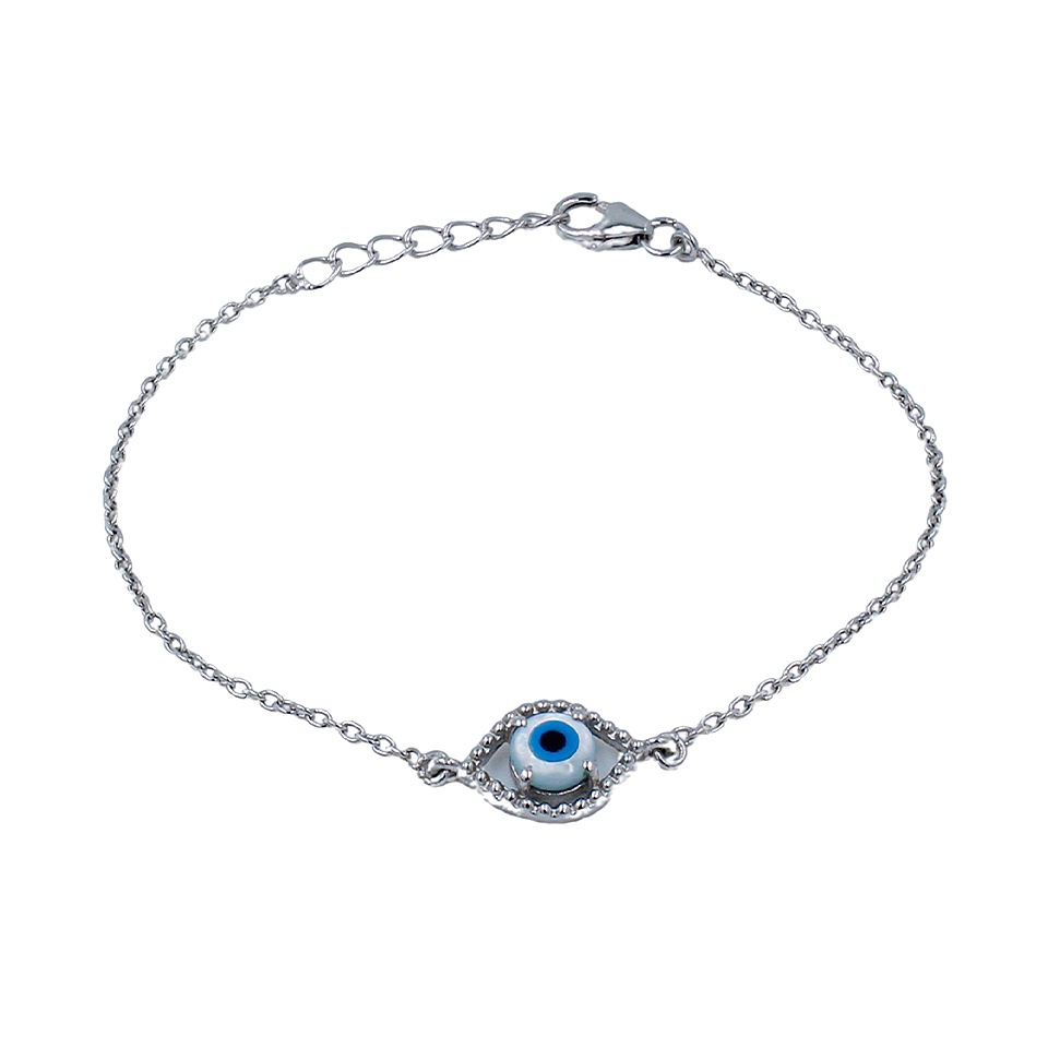 Evil eye 925 sterling silver chain bracelet for women