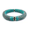 Turquoise inlay bangle bracelet with round turquoise cabochon accents