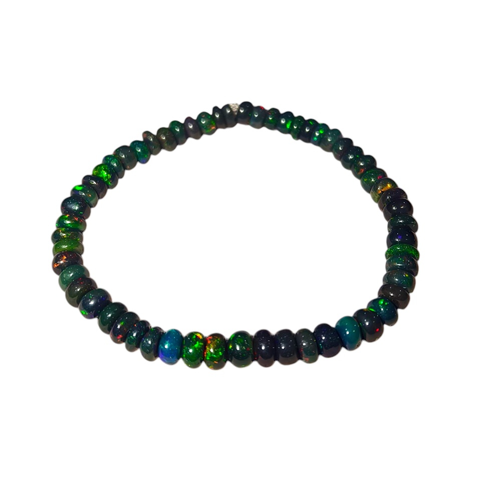 Black opal beaded stretch bracelet