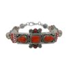 Red coral inlay tribal bracelet with silver detailing