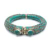 Tibetan turquoise inlay hinged bangle