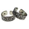 Pair of 925 sterling silver adjustable toe rings with engraved tribal geometric pattern