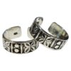 Pair of 925 sterling silver adjustable toe rings with embossed floral and dot pattern