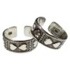 925 silver toe rings with heart design and oxidized stripe detailing