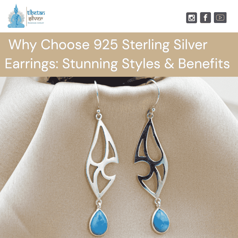 Woman wearing 925 sterling silver earrings