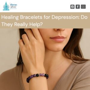 Healing bracelets for depression worn by model